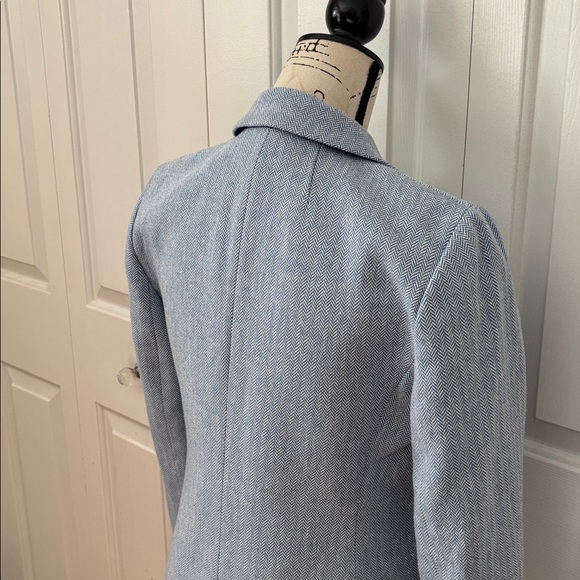 New J. Crew Herringbone one button blue blazer sz 6 - Picture 10 of 14
